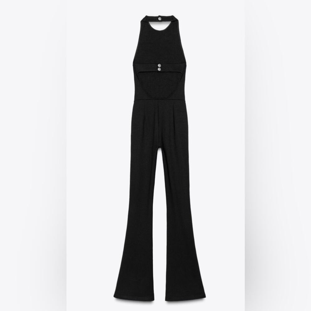 NWT- Zara- Halter Flare Stretch Jumpsuit-M